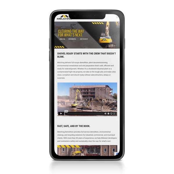 iPhone with Melching Website Homepage